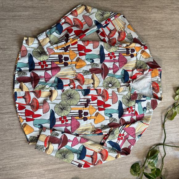 Retro Mushroom Shroom Button Up Shirt Womens S Collared Long Sleeve Art To Wear - Picture 2 of 6